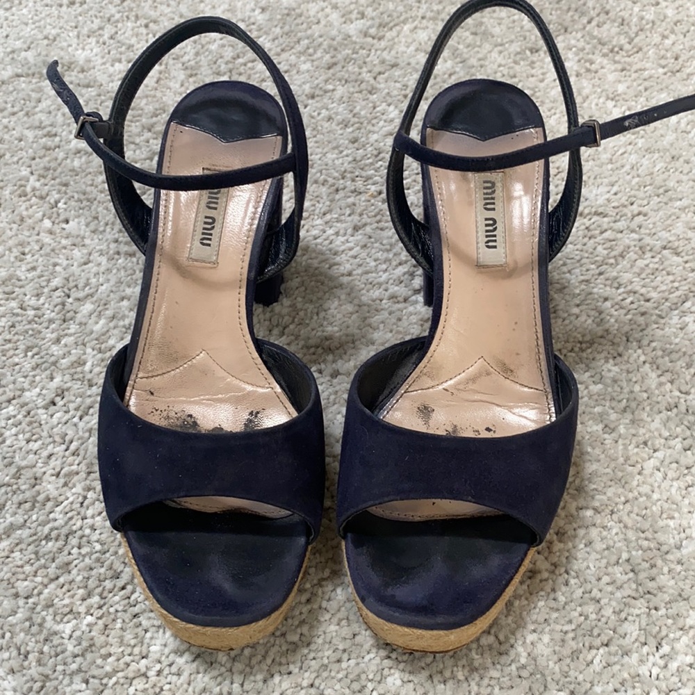 Platform Miu Miu Blue Suede Shoes - image 1
